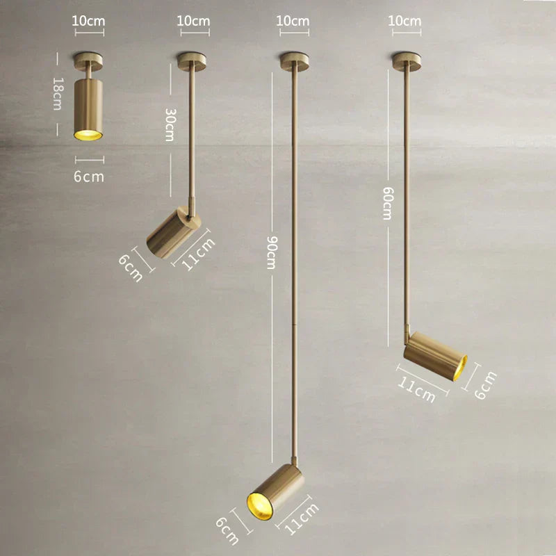 DecorBites™ Gold Long Arm Ceiling Pendant with Rotating LED Spotlights