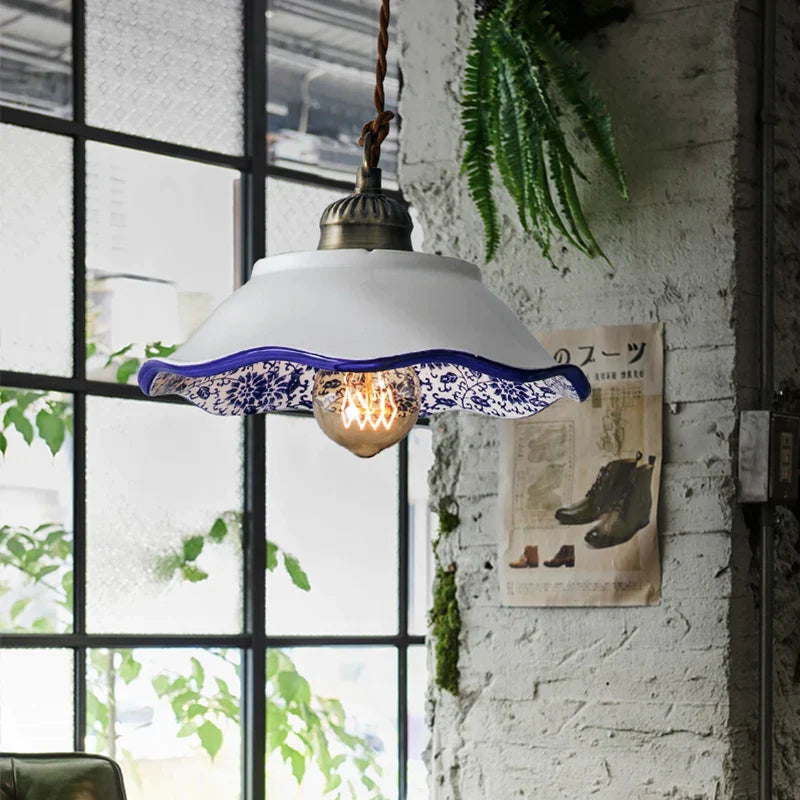 DecorBites™ Chinese Style Porcelain Hanging Lamp for Clothing Store & Bedroom