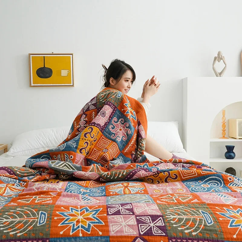 DecorBites™ Boho Cotton Blanket and Throw - Soft, Durable, and Stylish for Bed, Sofa, or Travel