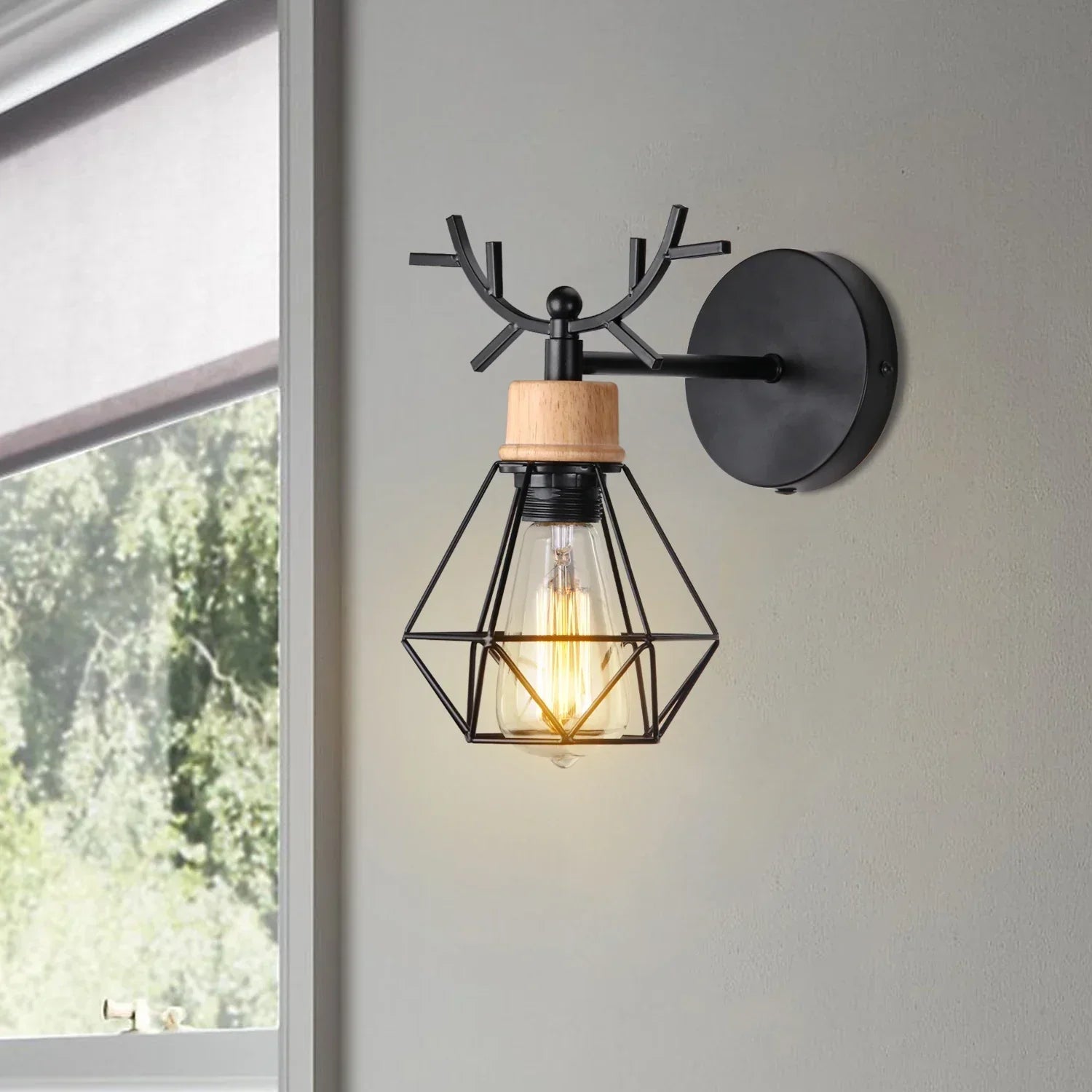 DecorBites™ LED Iron Cage Wall Light for Home Bedroom Kitchen Decor