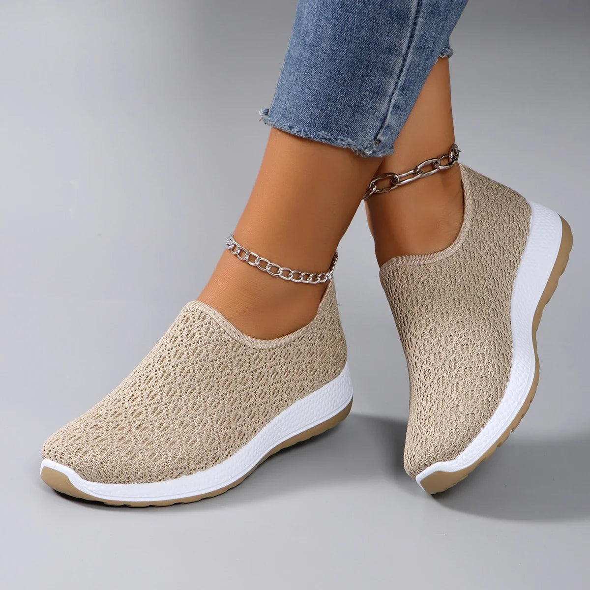 Spring new women's sports shoes, fashionable, breathable, lightweight, non-slip, wear-resistant, casual sports shoes, flat shoes