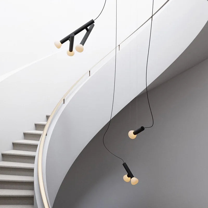 DecorBites™ Glass Pendant Lights with Adjustable Cord for Hall, Dining Room, Office - White Glass