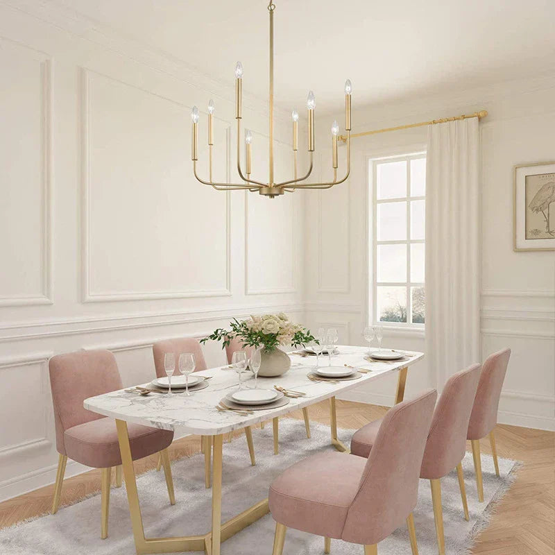DecorBites™ LED Gold & Black Candle Chandelier: Modern American Living Room Hanging Light