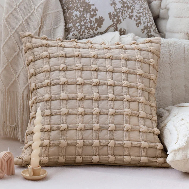 DecorBites™ Bubble Plaid Cushion Cover - Elegant Three-Dimensional Pillowcase