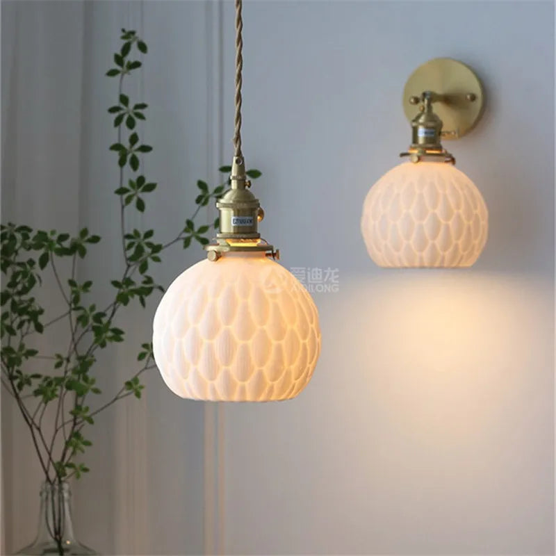 DecorBites™ Ceramic LED Wall Sconce: Modern Copper Indoor Luminaria for Bedroom, Mirror, Stairway