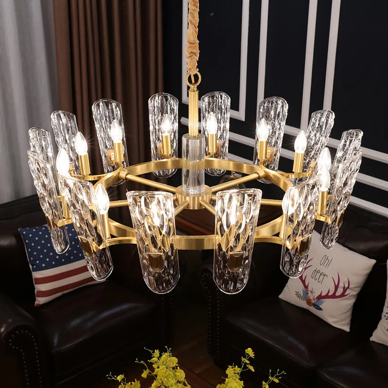 DecorBites™ Glass LED Ceiling Chandelier for Living Room Bedroom Restaurant Hotel Kitchen Luxe Lighting