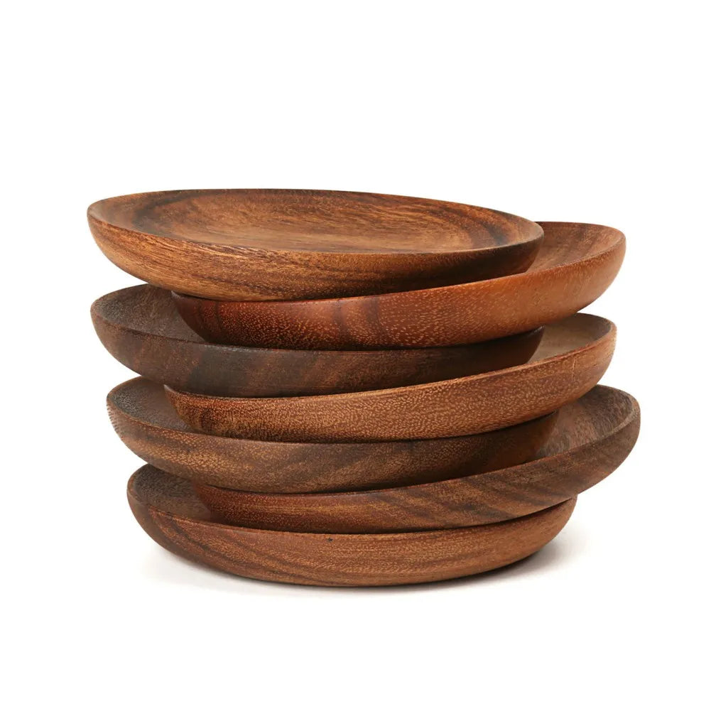 DecorBites™ Beech Wooden Round Plate for Snacks, Sushi & Fruits