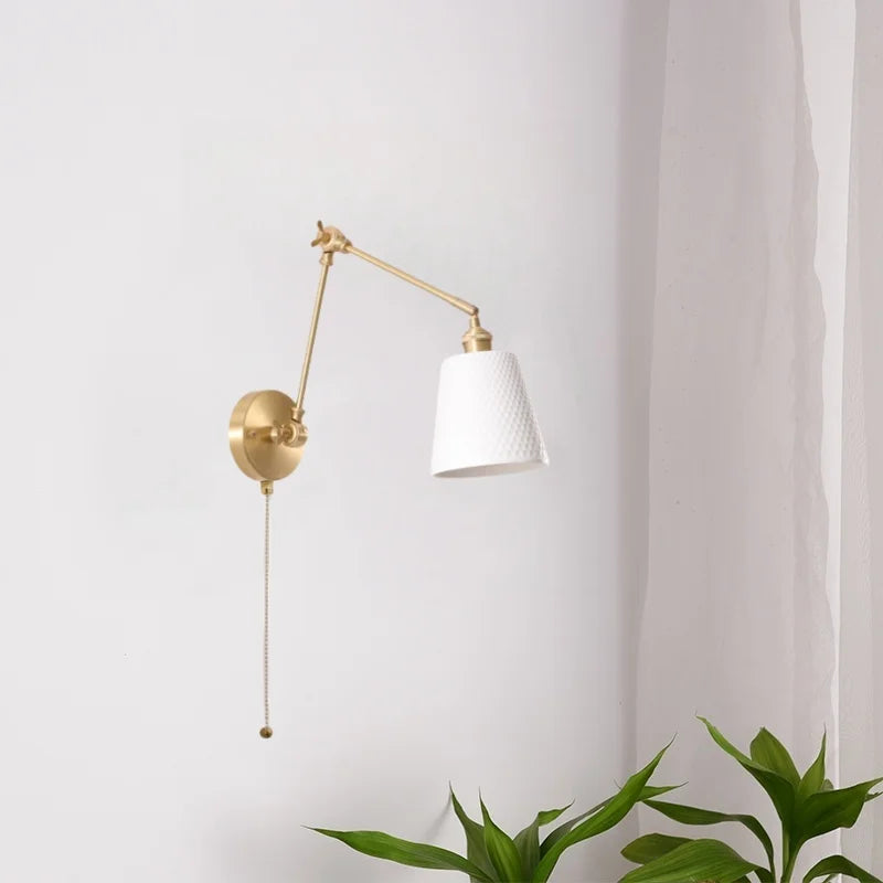 DecorBites™ Ceramic LED Wall Lamp, Pull Chain Switch, Nordic Copper, Small Size
