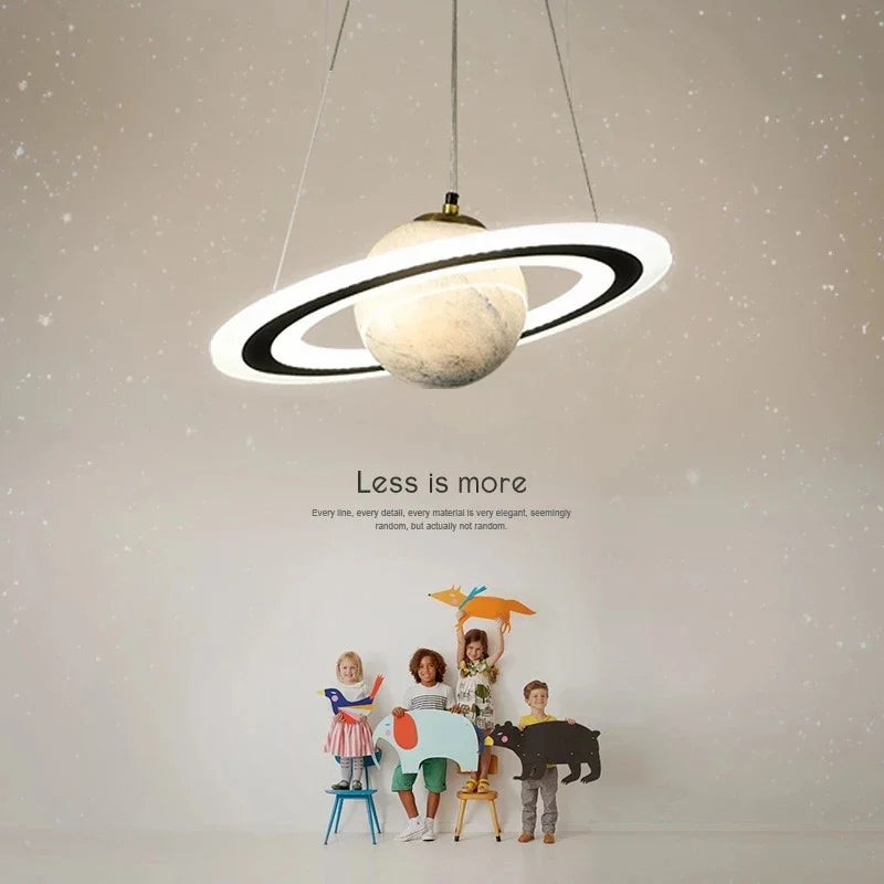 DecorBites™ Acrylic Planet LED Chandelier Earth Ball Decor Star Pendant Light