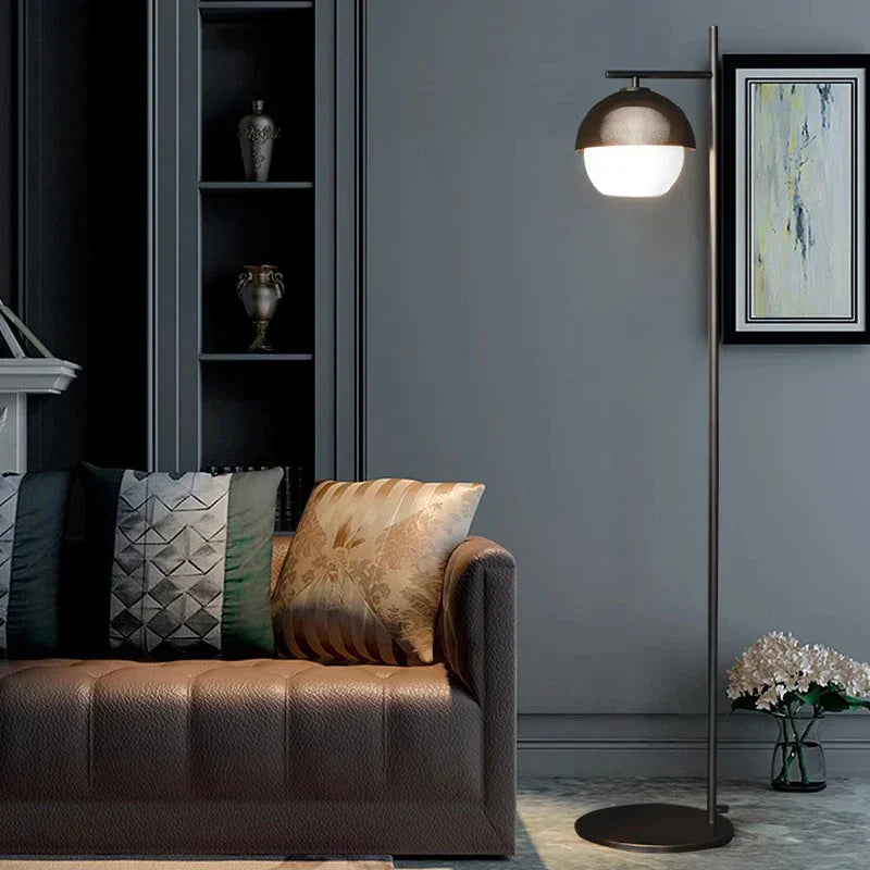 DecorBites™ Black Glass Ball Floor Lamp: Minimalist Nordic Design for Living Room & Bedside Lighting