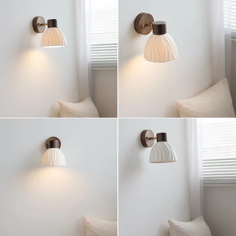 DecorBites™ Ceramic Walnut Wood Wall Light - Modern Nordic Bar Reading Bedside Lamp