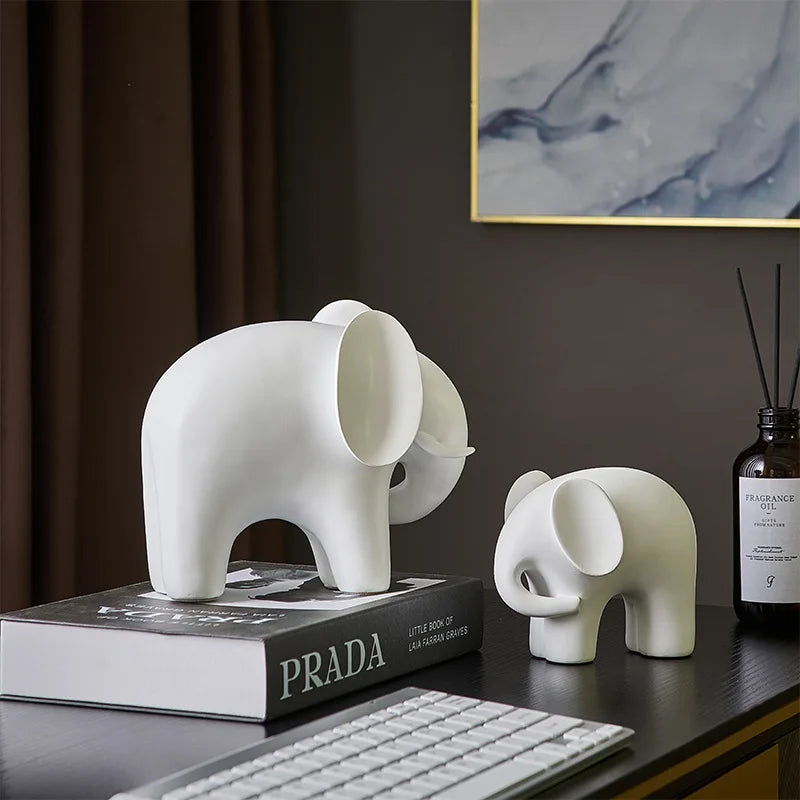DecorBites™ Elephant Resin Statue - Nordic Style Home Office Decor Sculpture