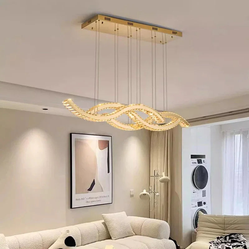 DecorBites™ Crystal Chandelier, Elegant Dining Room & Living Room Pendant Light