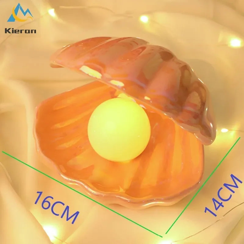 DecorBites™ Ceramic Shell LED Night Light for Bedroom and Living Room