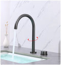 DecorBites™ Brushed Gold Basin Faucet: Widespread Chrome Sink Tap with 360 Rotation