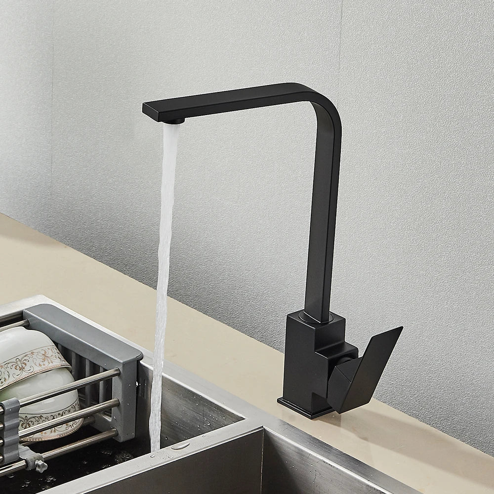 DecorBites™ Kitchen Faucet: Chrome/Gold 360° Rotation Mixer Tap, Deck Mounted Utility Sink