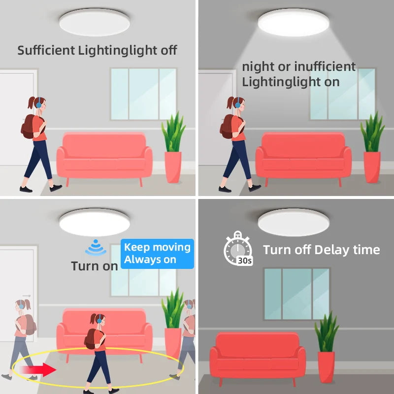 DecorBites™ Induction LED Ceiling Light Auto Motion Sensor for Home Appliances