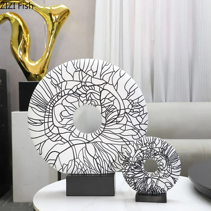 DecorBites™ Circle Ornament Desk Decoration Resin Ring Statue Modern Crafts Decor