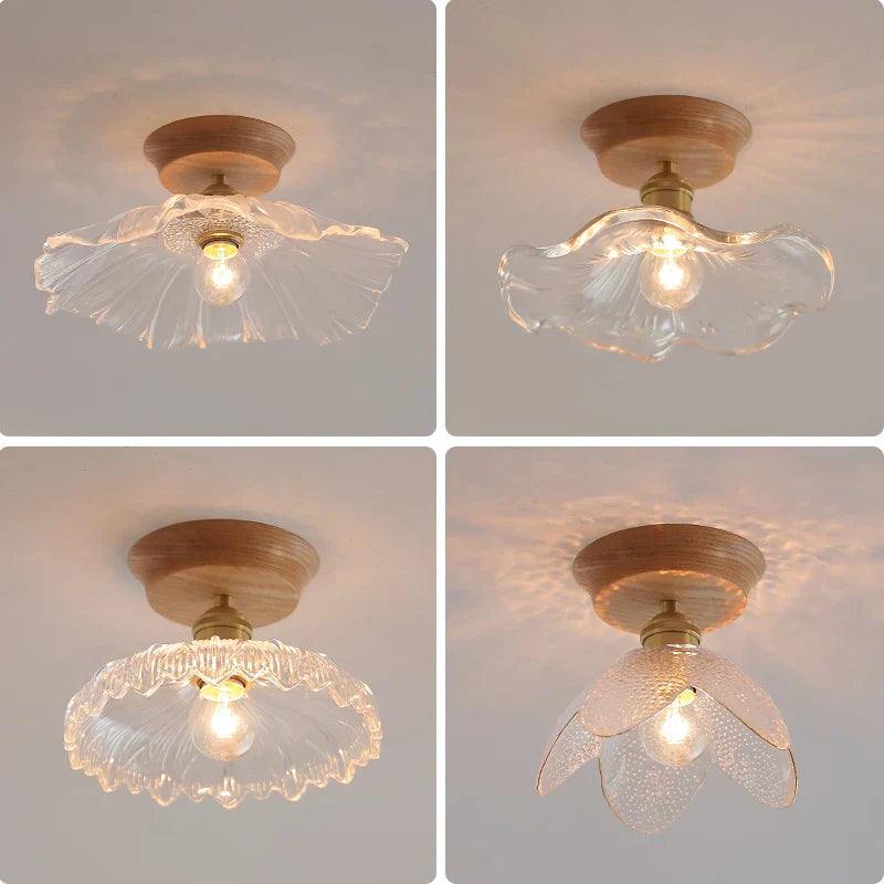 DecorBites™ Glass Wood LED Ceiling Light Modern Ceiling Lamp