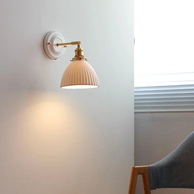 DecorBites™ Ceramic LED Wall Light with Knob Switch, Nordic Modern Design for Bedroom and Bathroom