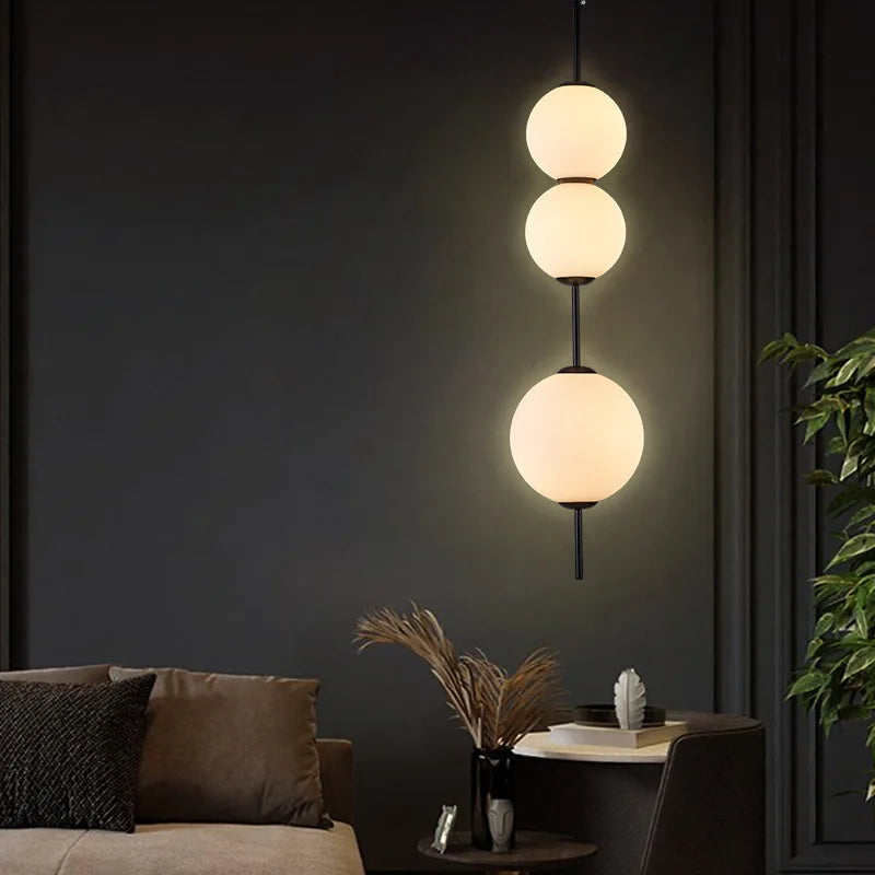 DecorBites™ LED White Glass Ball Pendant Lamp for Home Decor.