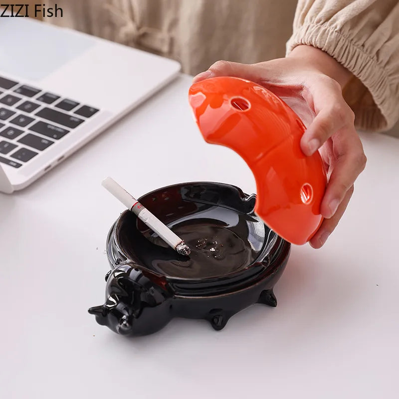 DecorBites™ Ladybug Ceramic Ashtray - Windproof Desk Decoration & Smoking Accessory