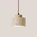 DecorBites™ LED Pendant Light: Modern Nordic Wood Canopy Yellow Travertine Luminaire