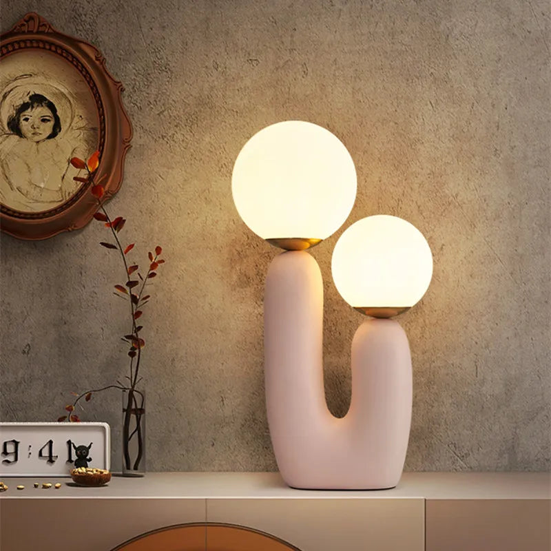 DecorBites™ Glass Ball Table Lamp: Green Pink Resin Nordic Creativity Cute Bedroom Decor