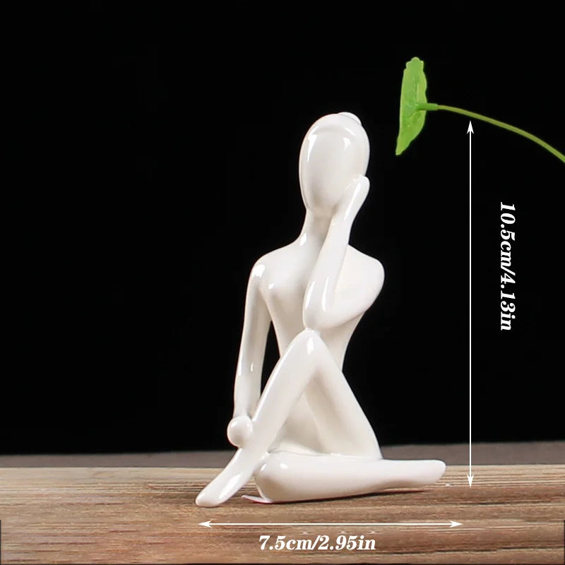 DecorBites™ Abstract Yoga Figure Porcelain Statue Home Decor Sculpture