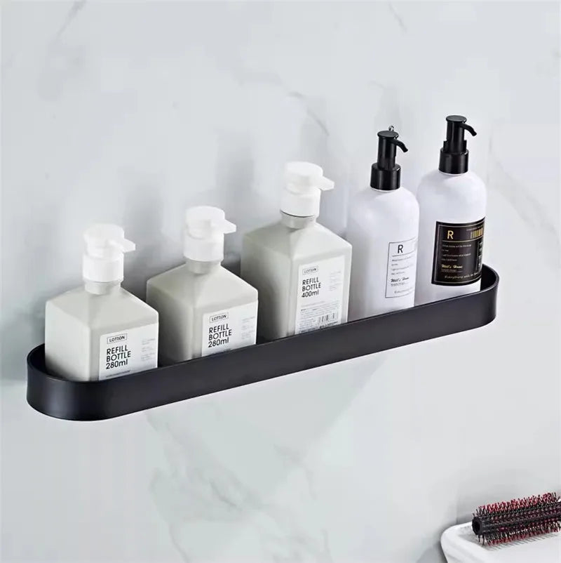DecorBites™ Alumium Bathroom Shelf with Towel Bar and Corner Storage Shelf