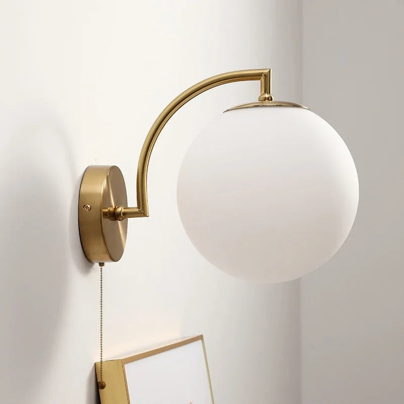 DecorBites™ LED Glass Iron Wall Light with Pull Chain Switch for Corridor Living Room Bedroom