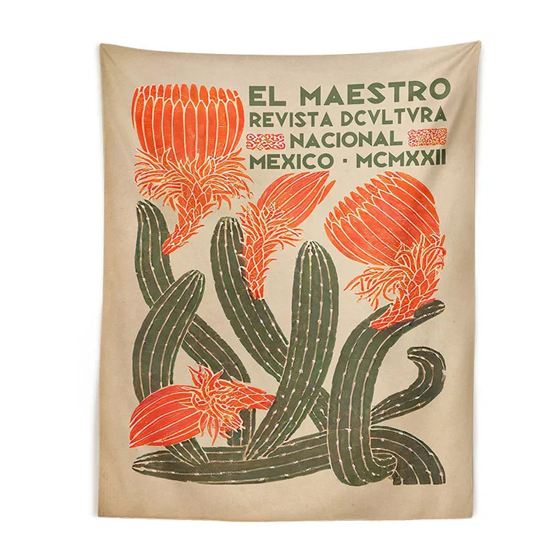 DecorBites™ Cactus Tapestry Wall Hanging Floral Hippie Bohemian Psychedelic Home Decor Print