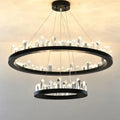 DecorBites™ Black Gold Rings Crystal Chandelier - Nordic Luxury LED Lighting for Living Room