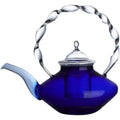 DecorBites™ Blue Glass Teapot - Japanese Style Heat-Resistant Twisted Handle Glass Teapot