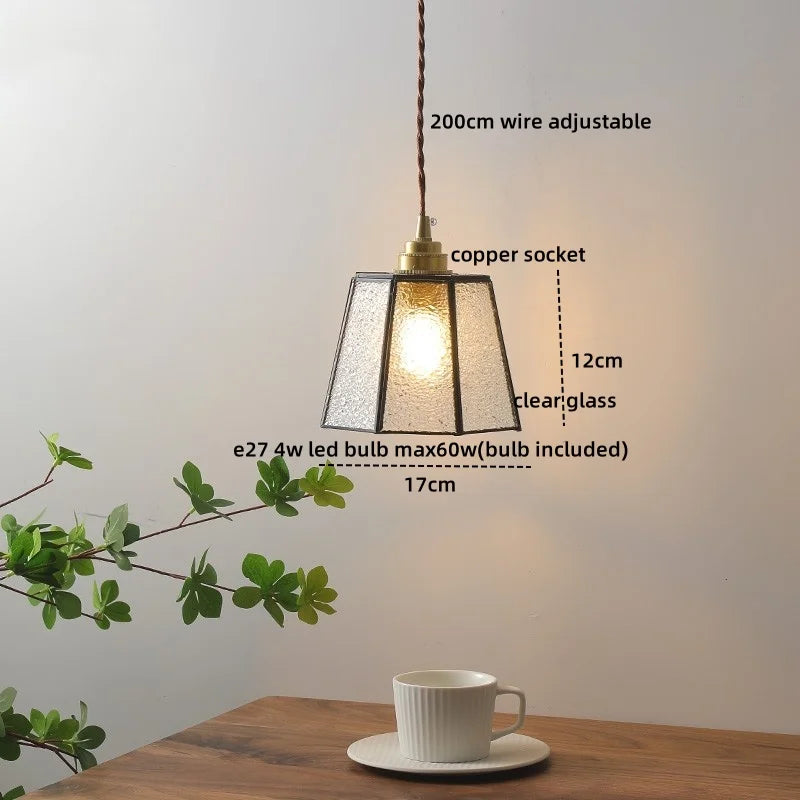 DecorBites™ Amber Glass LED Pendant Light - Nordic Modern Copper Suspension Luminaire for Home