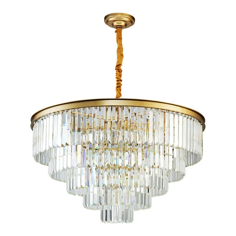 DecorBites™ Crystal Chandelier: Modern LED Pendant Light in Gold/Black for Home Decor