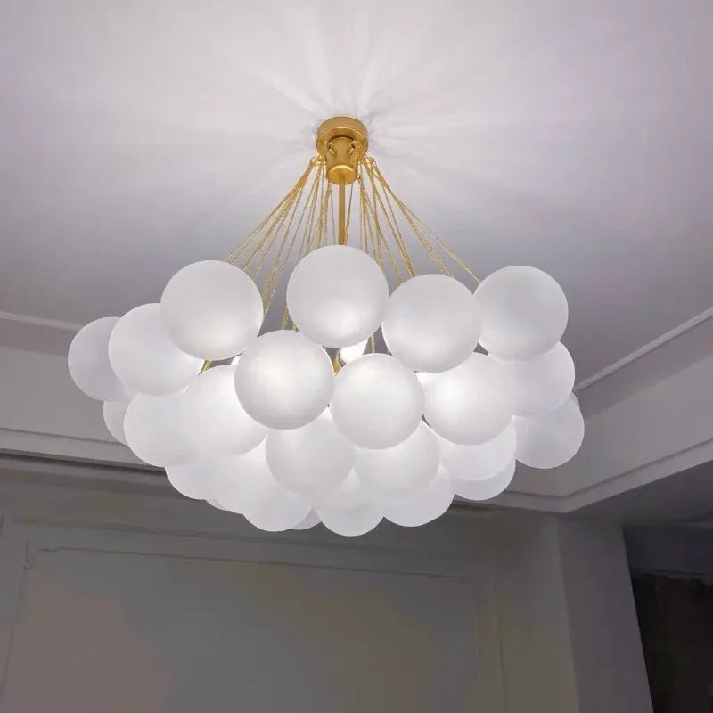 DecorBites™ Glass Chandelier: Nordic 19/37 Ball LED Lighting, Black Gold Pendant for Home Décor