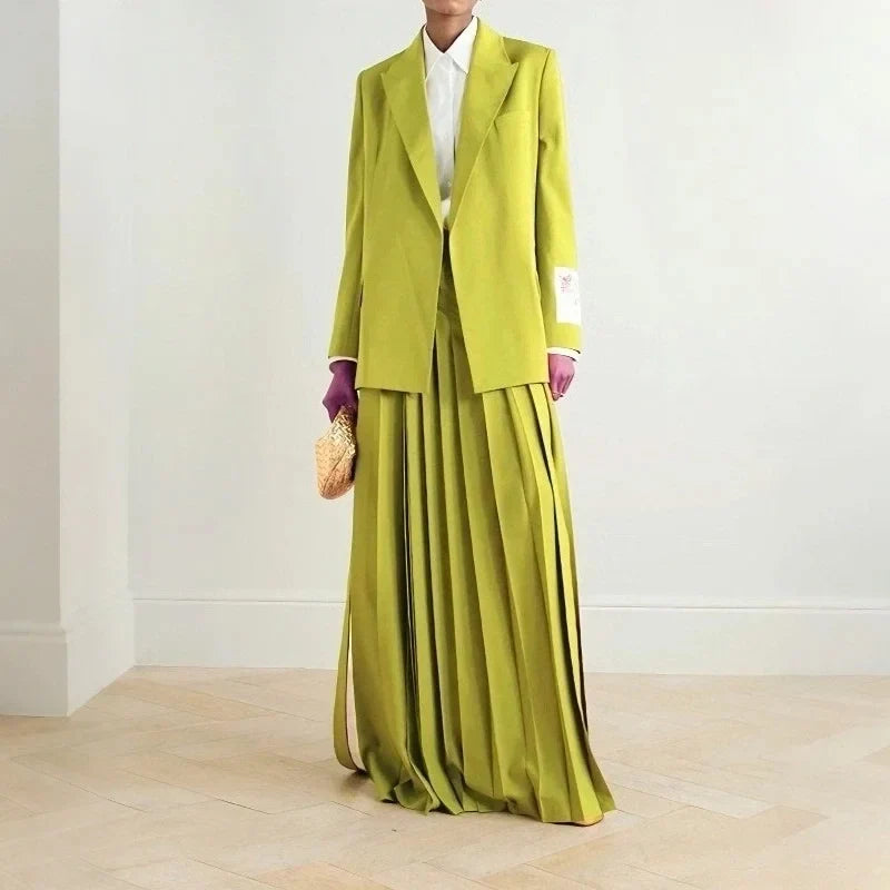 Modigirl Trendy Stylish Green Blazer Jacket for Women 2025 Fashion Spring Autumn Winter Loose Clothing Luxury Blazers Coat Woman