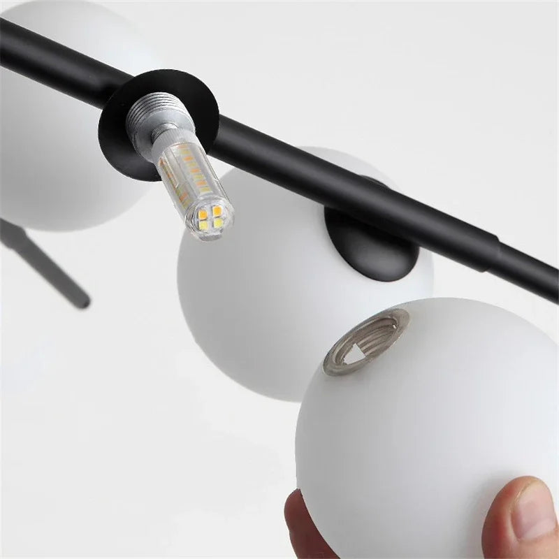 DecorBites™ LED Glass Ball Pendant Light: Modern Nordic Chandelier for Living Room, Dining Room, and Cafe