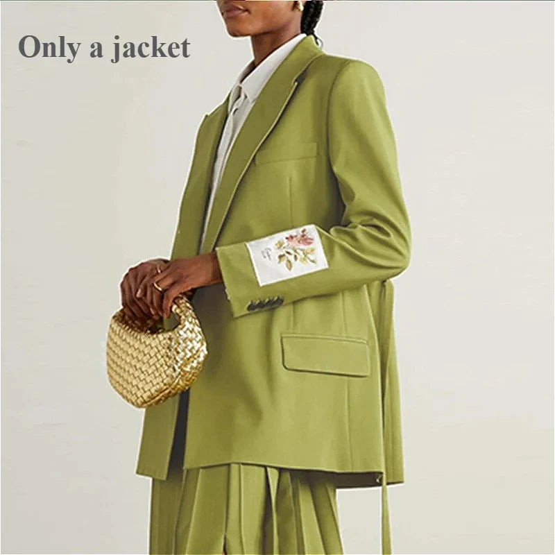 Modigirl Trendy Stylish Green Blazer Jacket for Women 2025 Fashion Spring Autumn Winter Loose Clothing Luxury Blazers Coat Woman