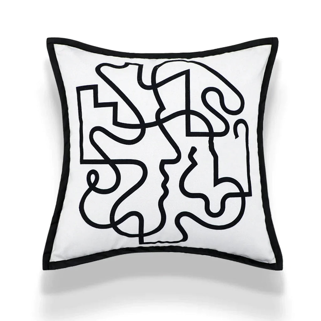 DecorBites™ Abstract Art Line Cushion Cover Plush Embroidered Pillowcase