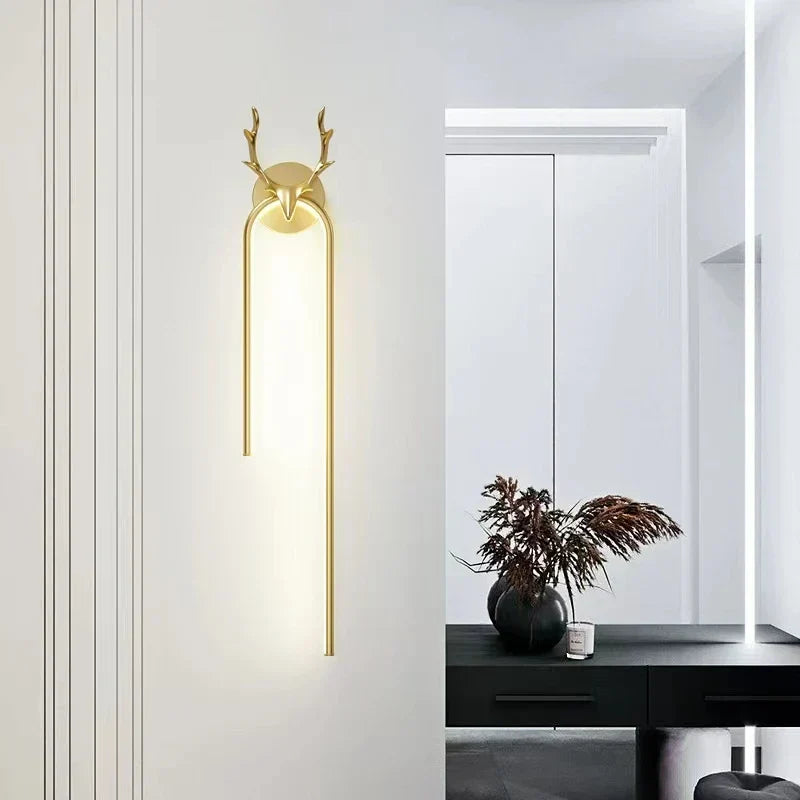 DecorBites™ Deer Head Wall Lamp Gold Art Decor Living Room Bedside Light