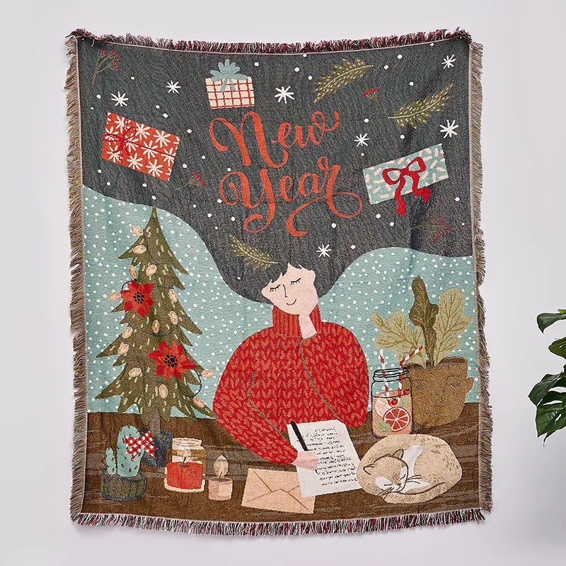 DecorBites™ Christmas Tree Knitted Throw Blanket