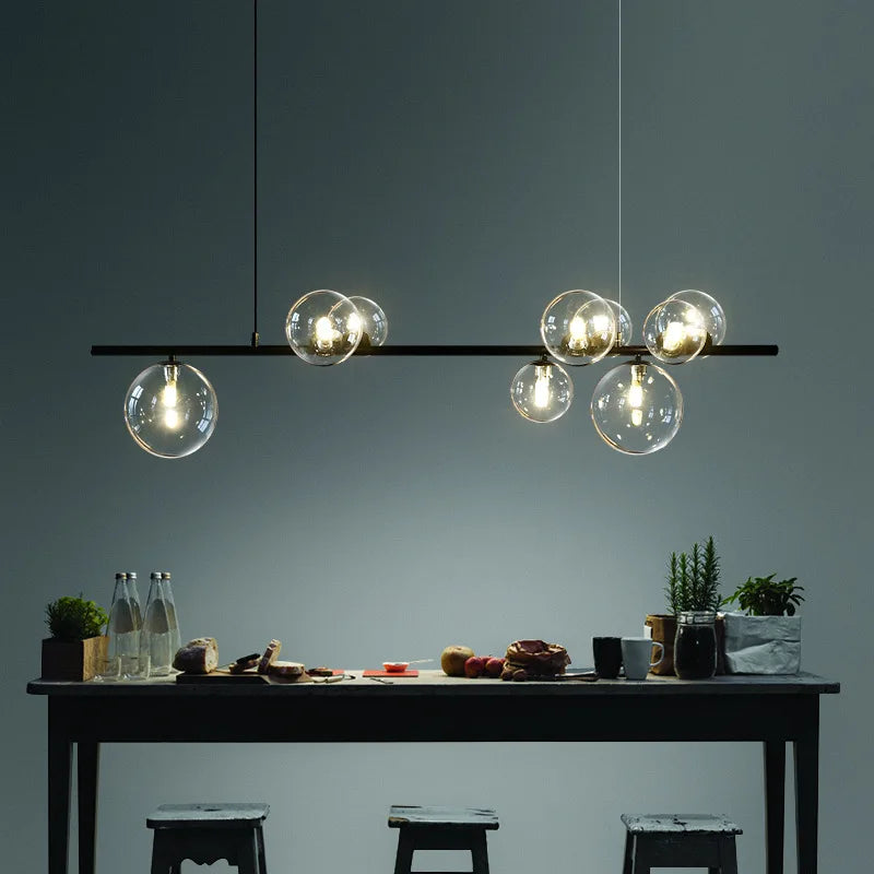 DecorBites™ Glass Ball Pendant Light: Nordic LED Hanging Lamp for Dining Room, Bedroom, Cafe