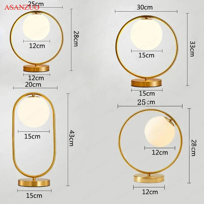 DecorBites™ Brass Glass LED Table Lamp | Modern Bedside Reading Desk Light