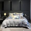 DecorBites™ Blue Tides Waves Embroidery 1200TC Luxury Bedding Set with Duvet Cover, Sheet, Pillowcases