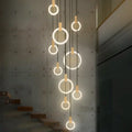 DecorBites™ LED Stair Chandelier: Modern Nordic Ceiling Pendant Lamps & Bedroom Wood Lights