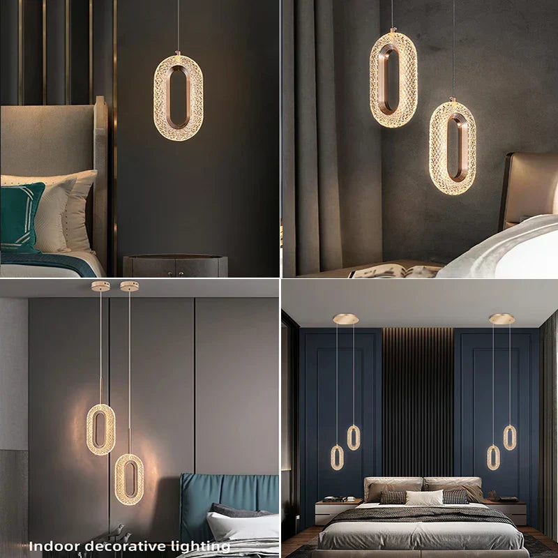 DecorBites™ Gold LED Chandelier for Living Dining Stairwell Hallway, Modern Alloy+Acrylic Hanging Fixture