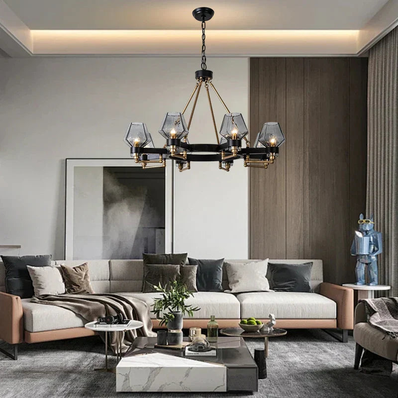 DecorBites™ Luxe Glass Chandelier: Modern Retro Living Room Pendant Lamp Lighting Fixtures