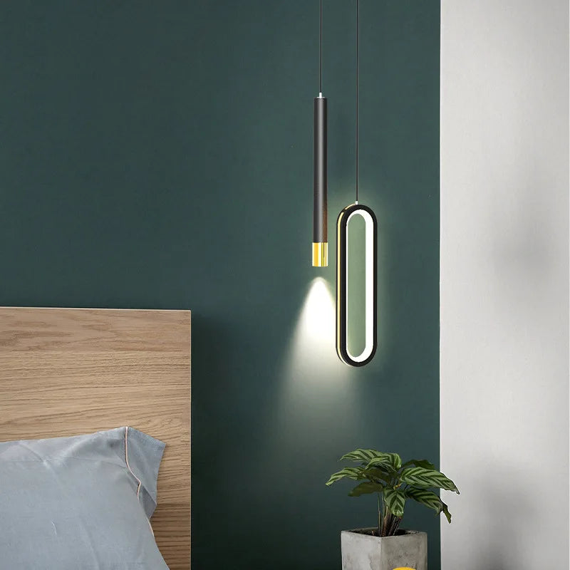 DecorBites™ Black Pendant Lamps: Modern Bedroom Lighting with Long Cable
